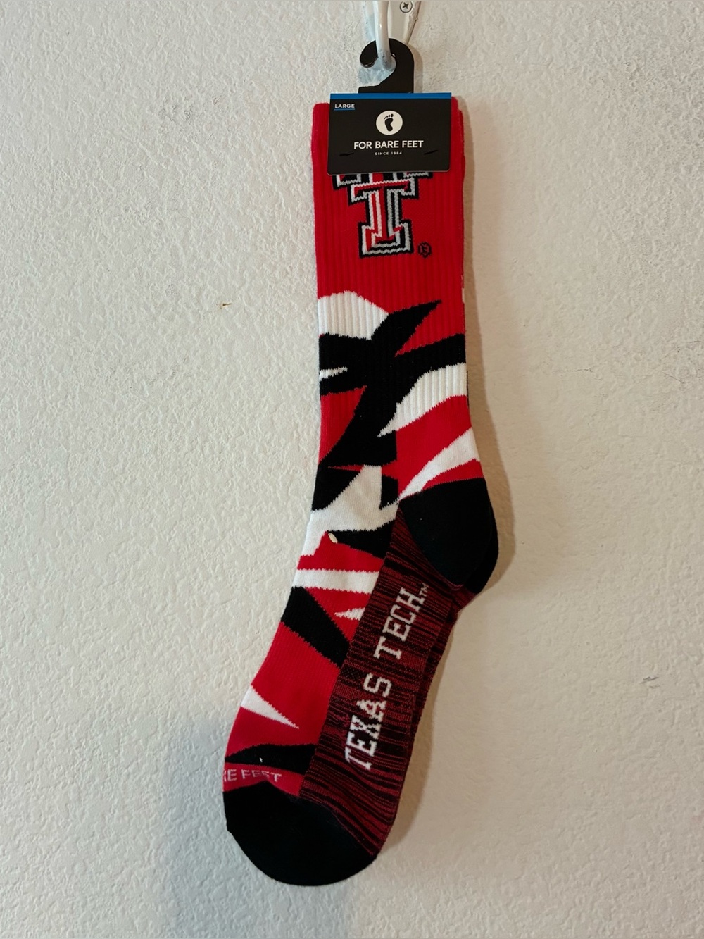 TEXAS TECH SOCKS NEW FOR BARE FEET, LARGE